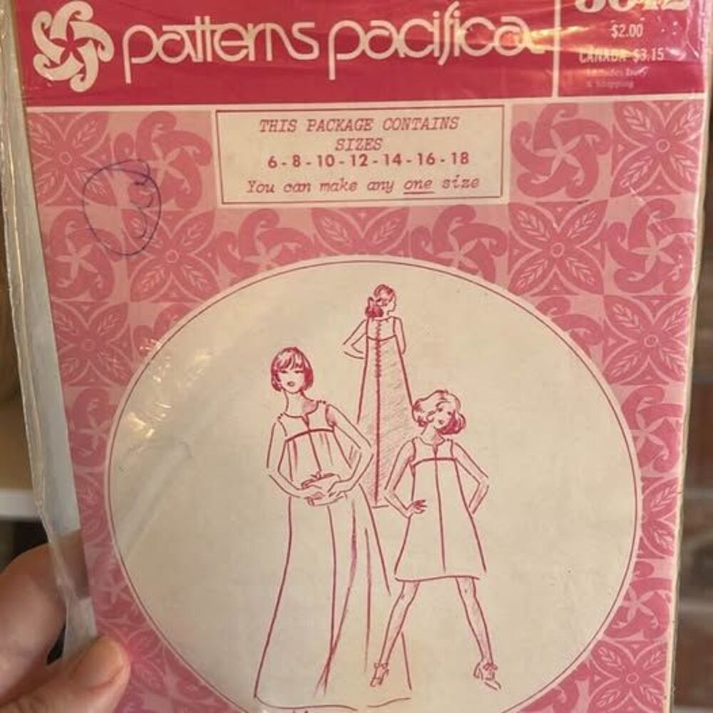 Vintage 1970s Patterns Pacifica 3012 Hawaiian Muumuu UNCUT Multi-Size 6-18